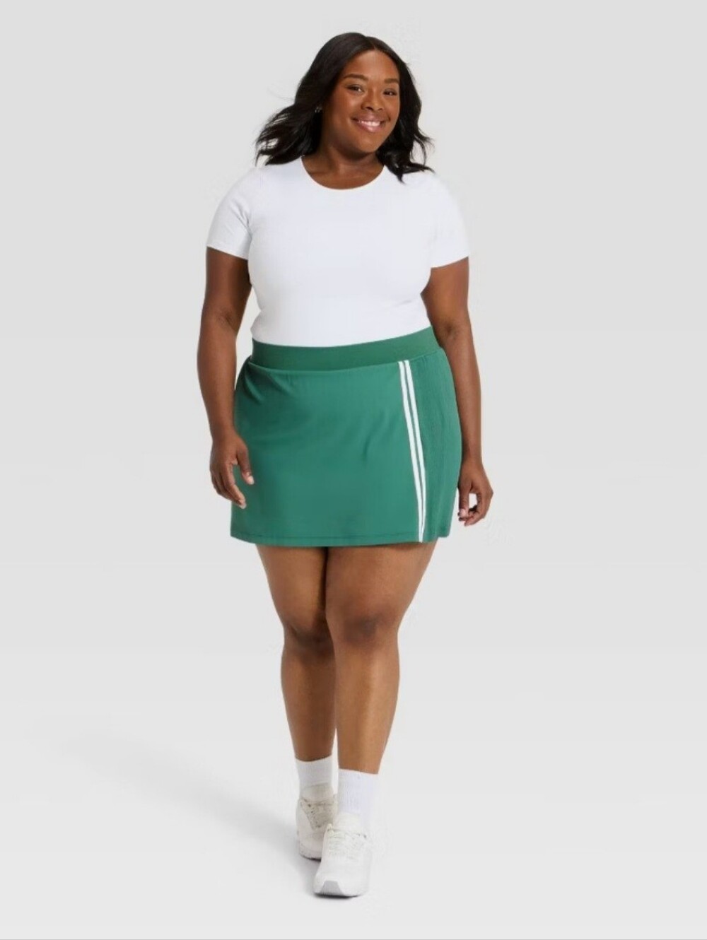 Women Woven High-Rise Asymmetrical Pleated Skort 15.5"- All In Motion Forest - Picture 7 of 8
